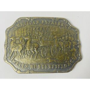 American Express Company Wells Butterfield Co. Belt Buckle Metal Vintage